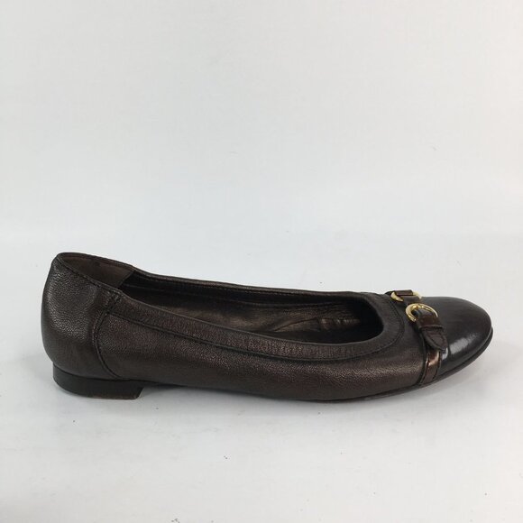 AGL Brown Cap Toe Leather Flats 558034 Size 37.5 - Picture 10 of 11